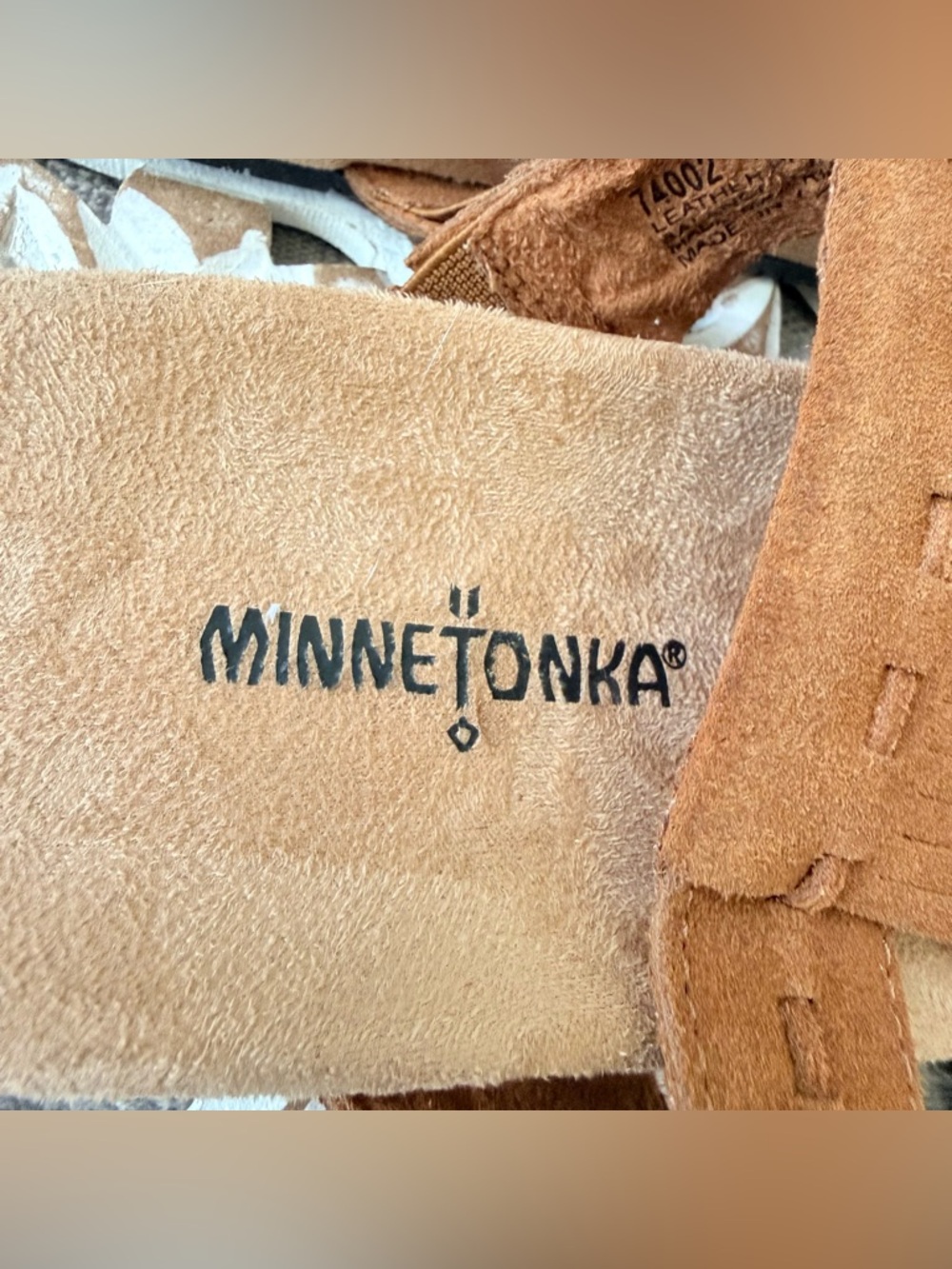 Minnetonka Brown Suede Leather Fringe Sandals Shoes Women’s 8 NEW - Picture 7 of 8